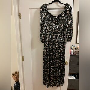 ASTR long sleeve silky dress flowers
